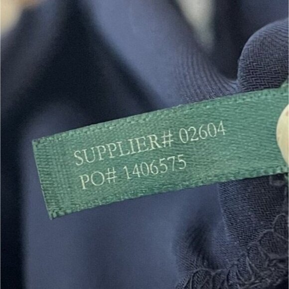 Lauren Ralph Lauren Evening Gown Size 8 Navy Blue Wrap Maxi Stretch Embellished - Picture 9 of 9